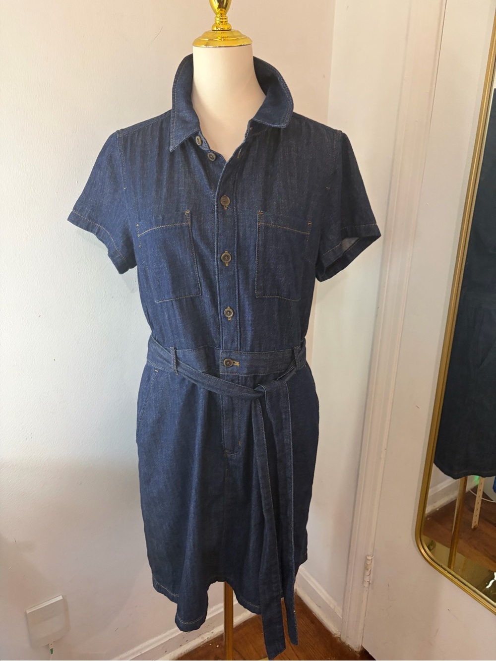 J. Crew Dark Blue Classic Fall Denim Shirt Dress